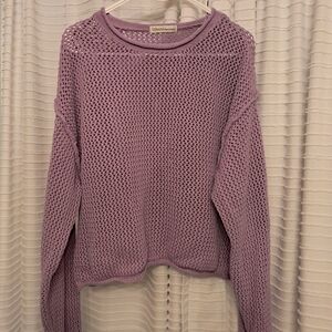 Zenana Outfitters Lavender Open-Knit Sweater - Lightweight Women’s Pullover